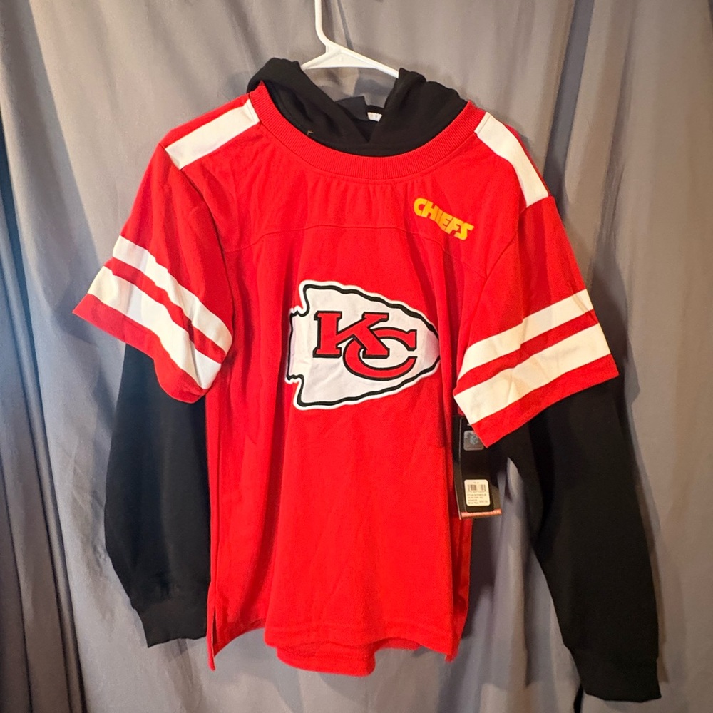 Kansas City Chiefs Youth Red Hooded Layered Sweatshirt
